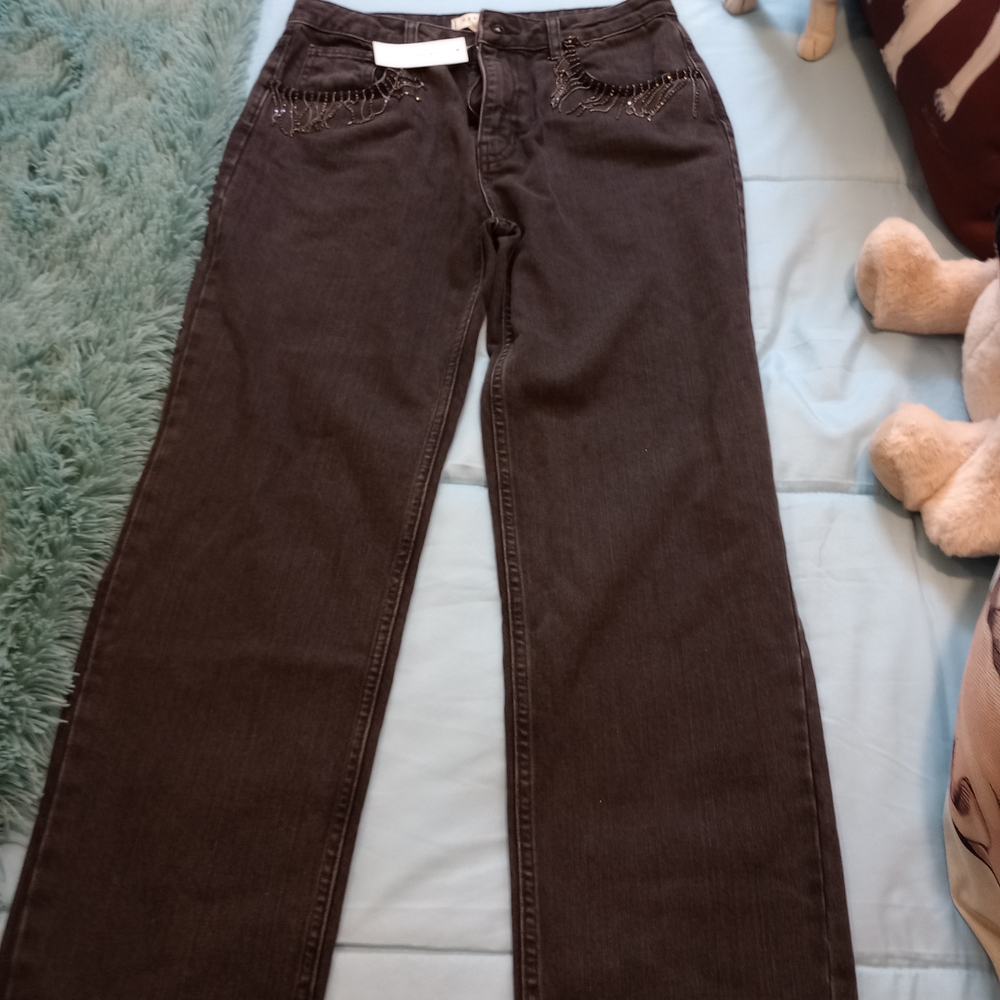 Francesca's Collections Dark Gray Straight Leg Jeans
